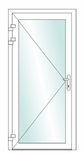 Voordeur - balkondeur - terrasdeur rechts
Vulling naar uw keuze glas, paneel of deurpaneel